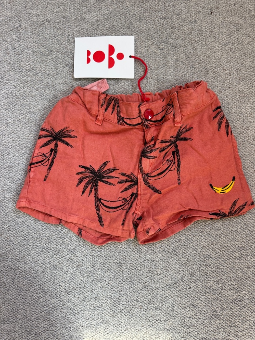 Bobo Choses Coral Palm-Print High Waist Shorts